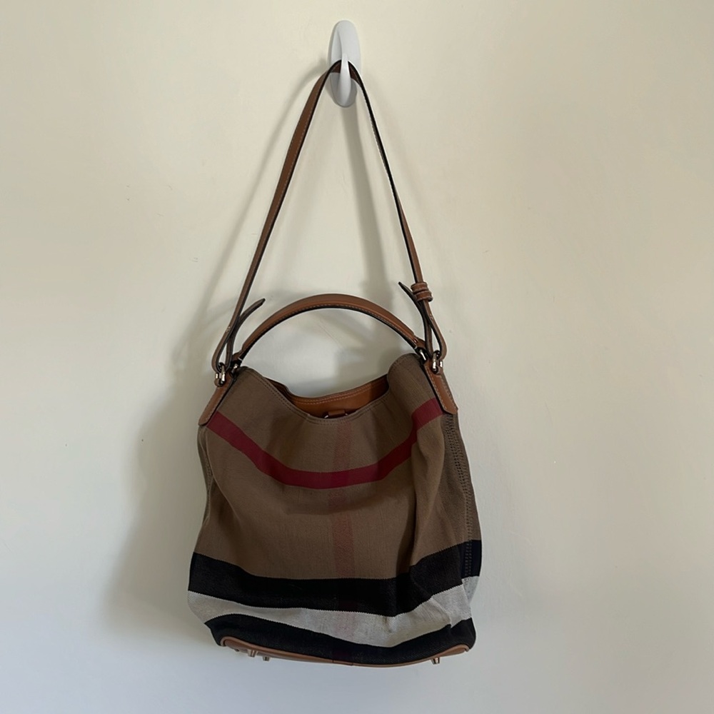 Burberry Ashby Check Bucket Bag, Canvas and Leather